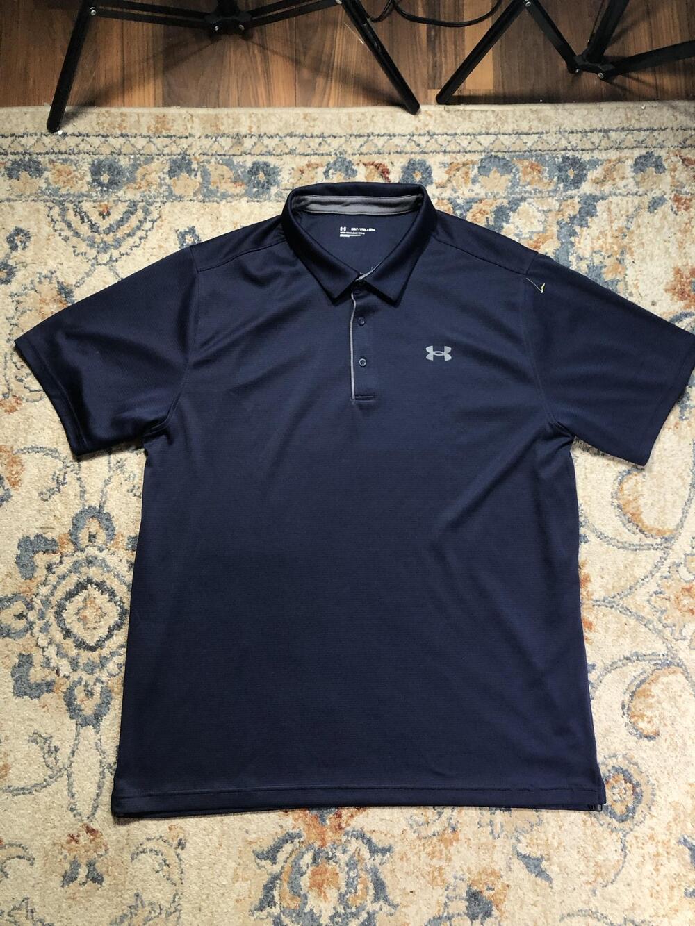Under Armour Polo Shirt Mens 3XLT Blue Solid Golf Short Sleeve Big & Tall